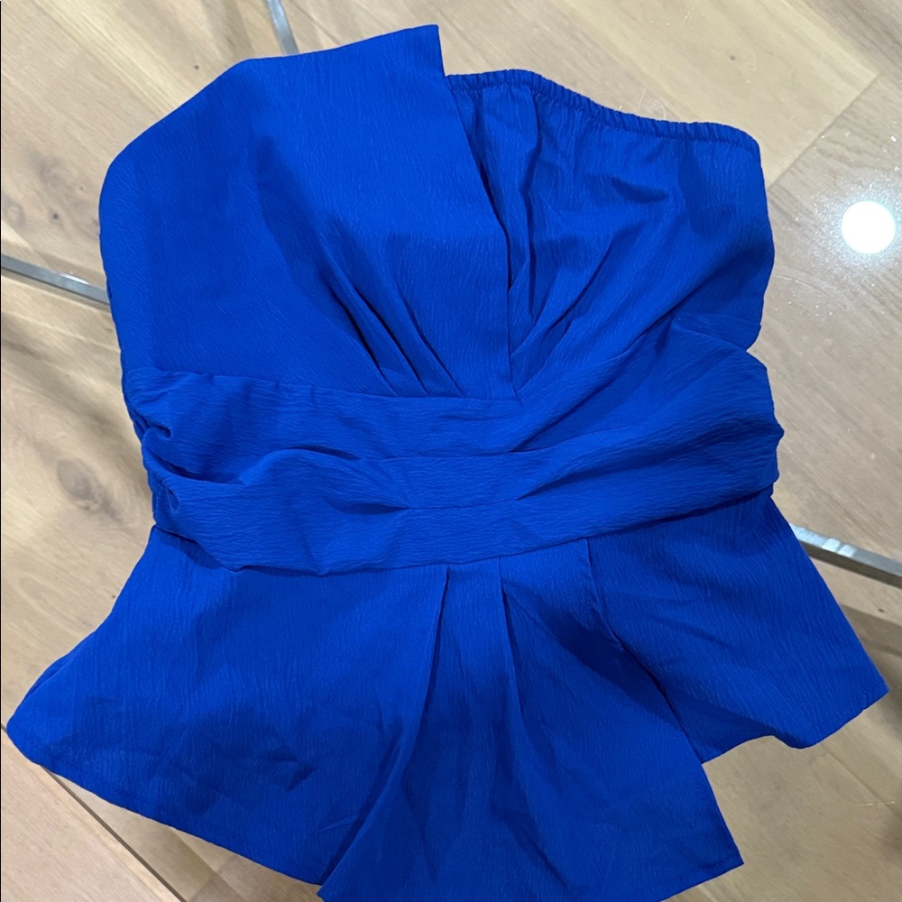 Vibrant Blue Strapless Top large